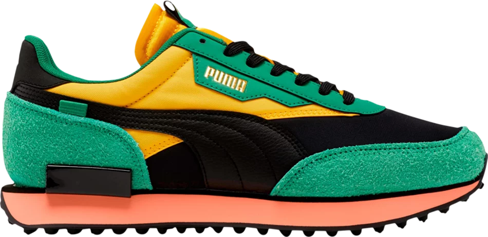 Puma Future Rider Game On Black Green Yellow