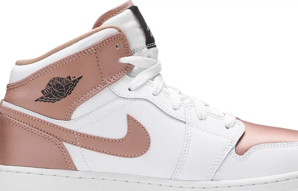 Jordan 1 Mid Blanco Rose Dorado para preescolares