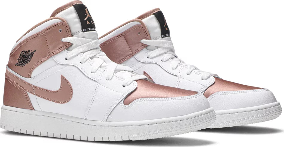 Air Jordan 1 Mid White Rose Gold GS SNEAKRS